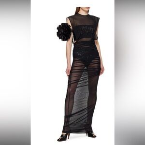 Jean Paul Gaultier Black Ruched Maxi Dress